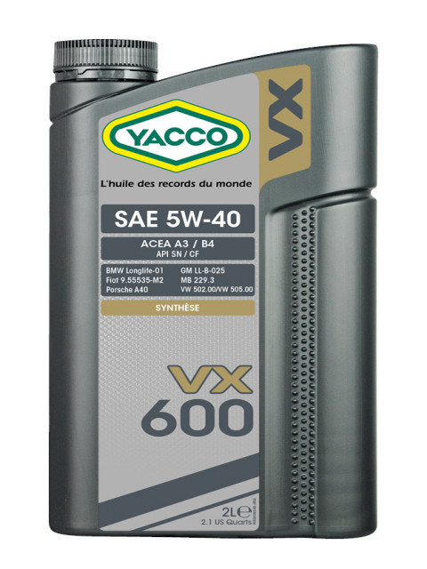 Масло моторное YACCO VX 600 5W40 (2 L)